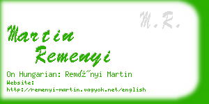 martin remenyi business card